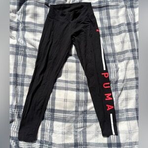 Puma Black leggings with neon red writing